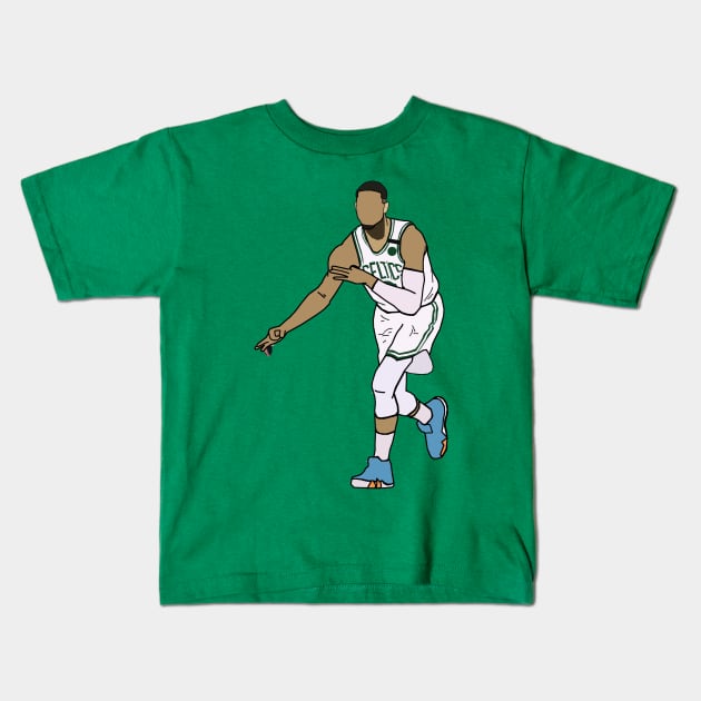 Jayson Tatum 3 Point Celebration - NBA Boston Celtics Kids T-Shirt by xavierjfong